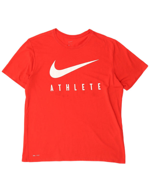 Męski T-shirt z grafiką NIKE, duży, czerwony, poliester