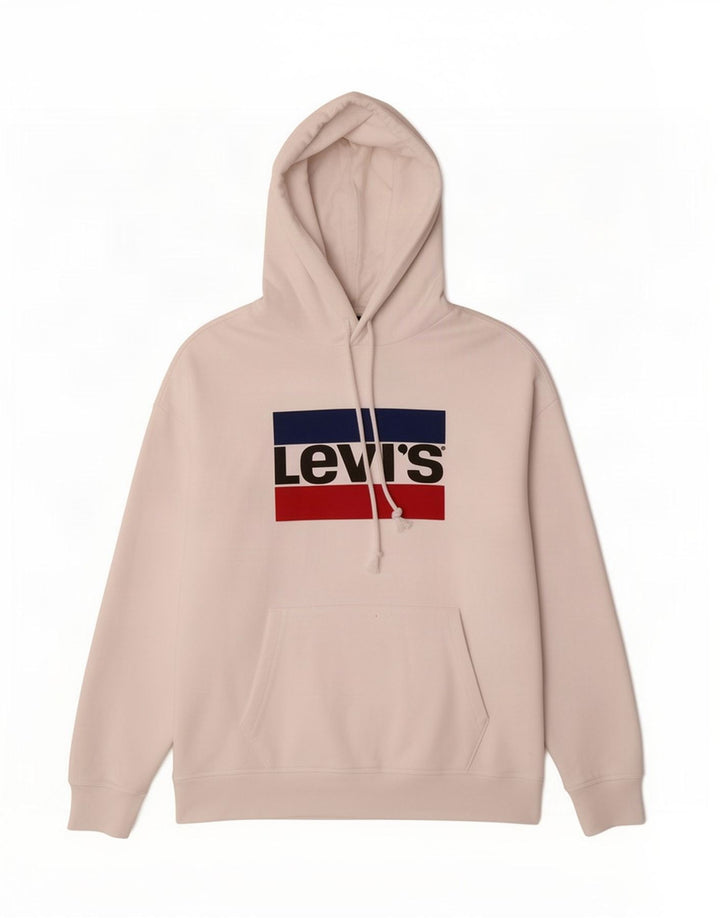 Męski sweter z kapturem Levi's z grafiką, średniej wielkości, biały, bawełniany
