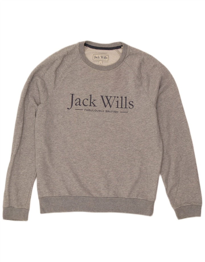 Męska bluza z grafiką JACK WILLS, duża, szara, bawełniana
