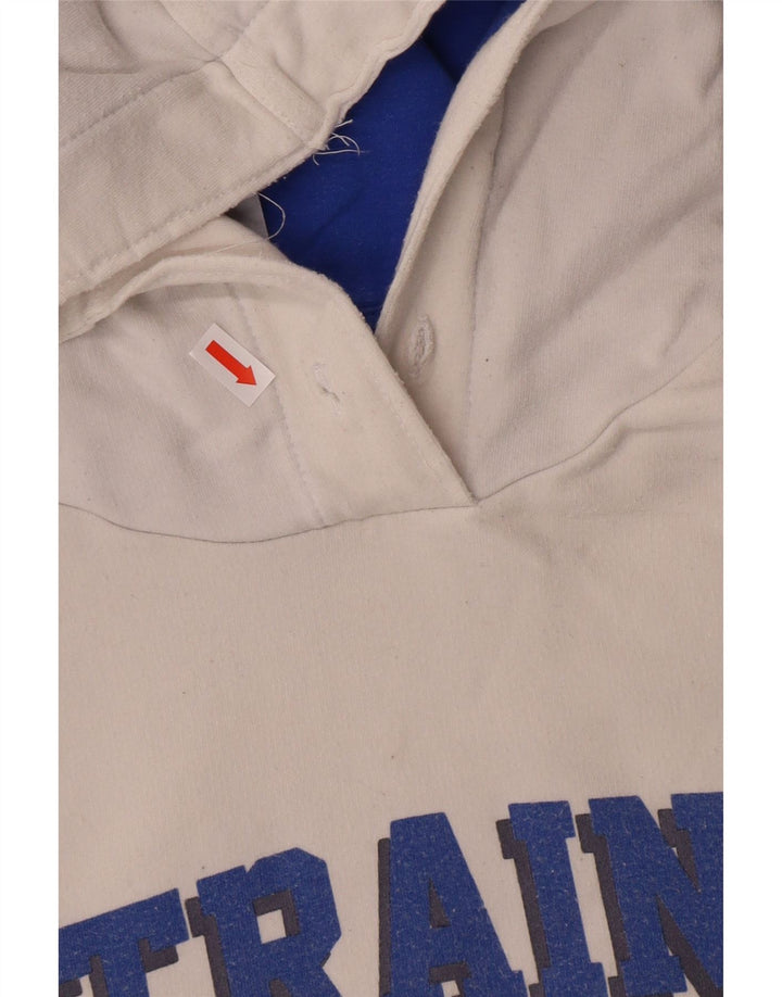 Damska bluza z kapturem ADIDAS z grafiką UK 12, średnia biała bawełna