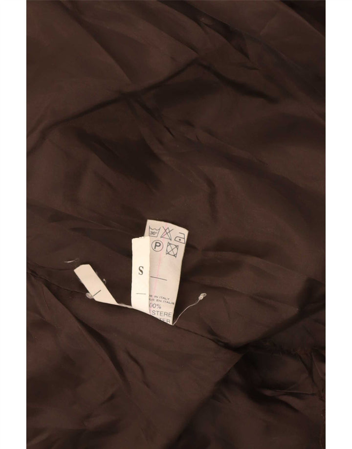 Damska kurtka bomber ze sztucznego futra w stylu vintage, UK 10, mały, brązowy poliester