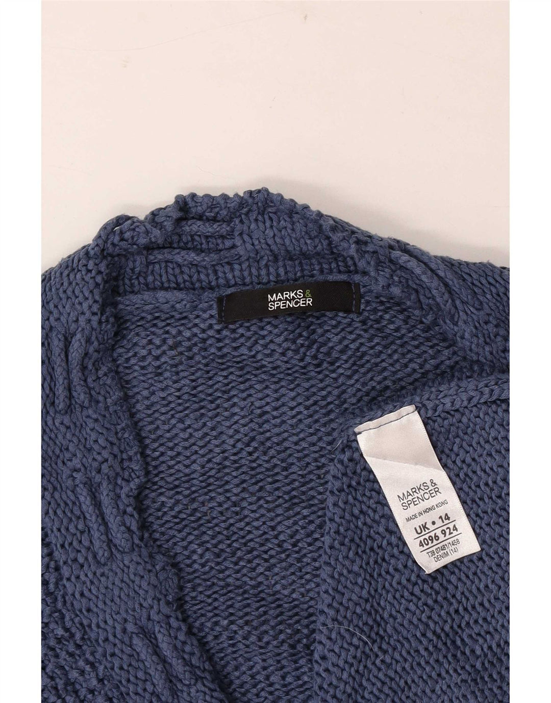 Marks & Spencer Damski sweter rozpinany z rękawem 3/4, UK 14, średni niebieski