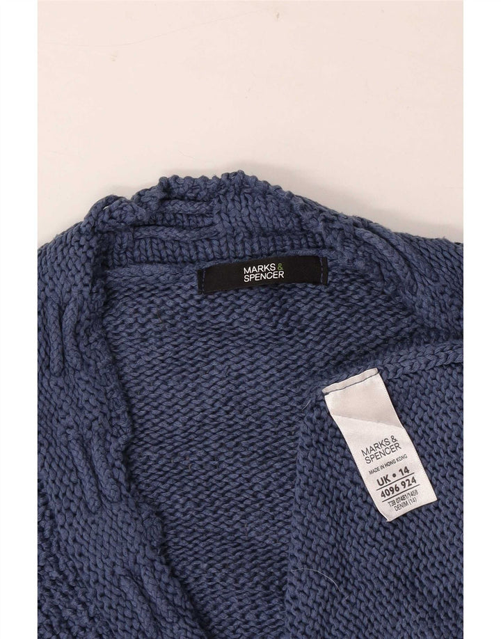 Marks & Spencer Damski sweter rozpinany z rękawem 3/4, UK 14, średni niebieski