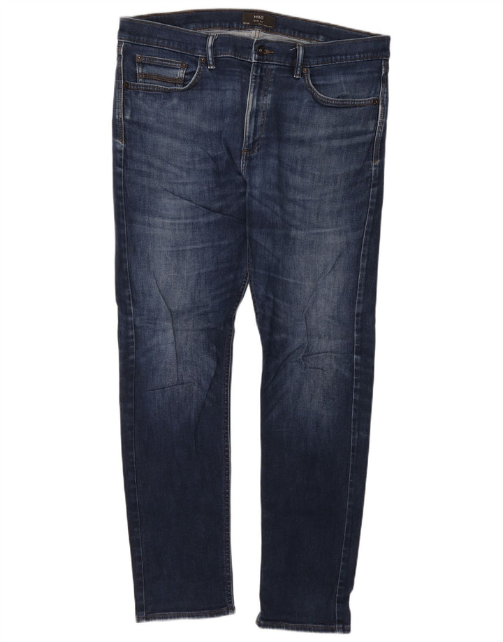 Marks & Spencer Męskie jeansy slim W38 L33 Granatowe, bawełniane