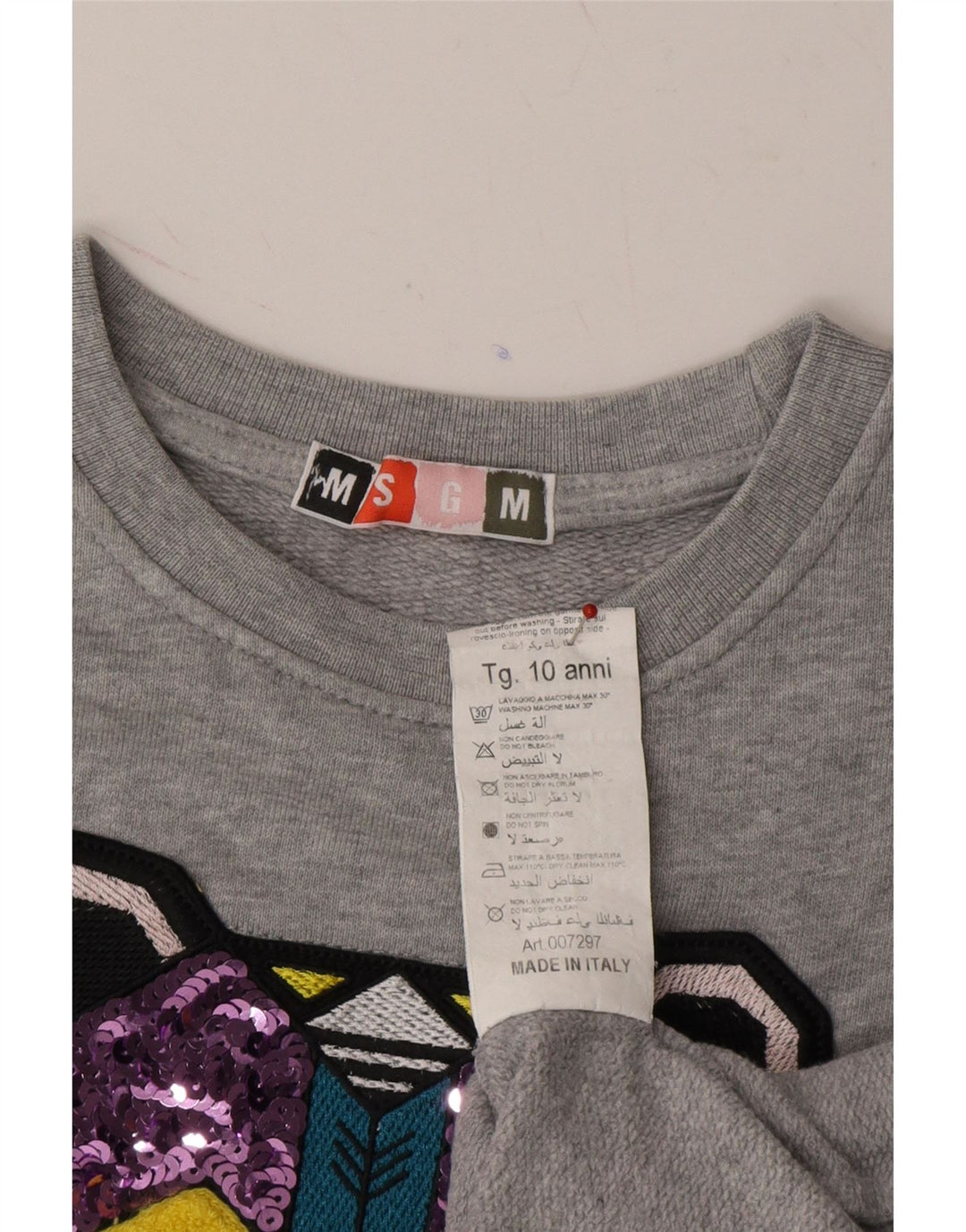 MSGM Girls Graphic Sweatshirt Jumper 9-10 Years Grey Cotton Vintage MSGM and Second-Hand MSGM from Messina Hembry 
