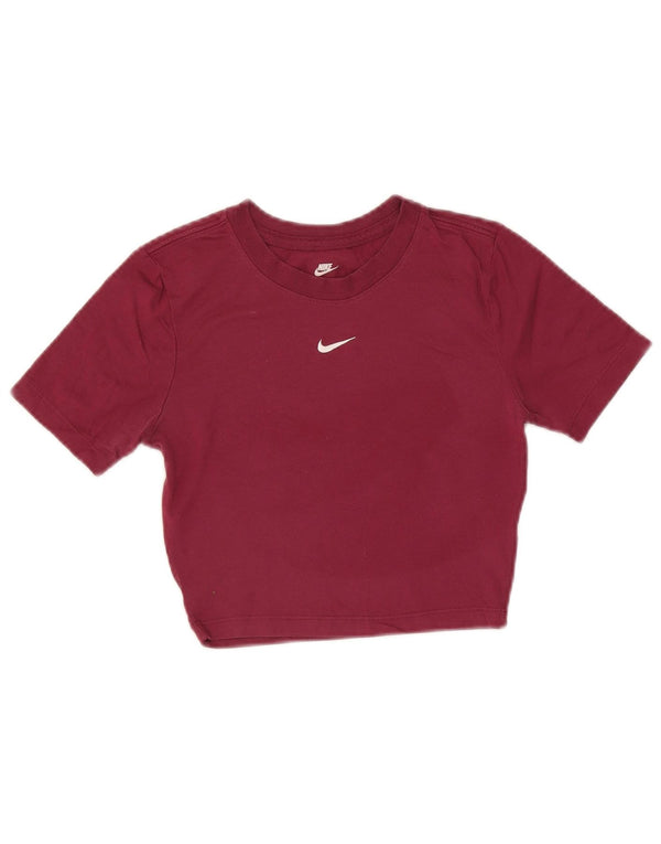 T-shirt damski Nike Crop Slim Fit Top UK 6 XS Burgundowy poliester