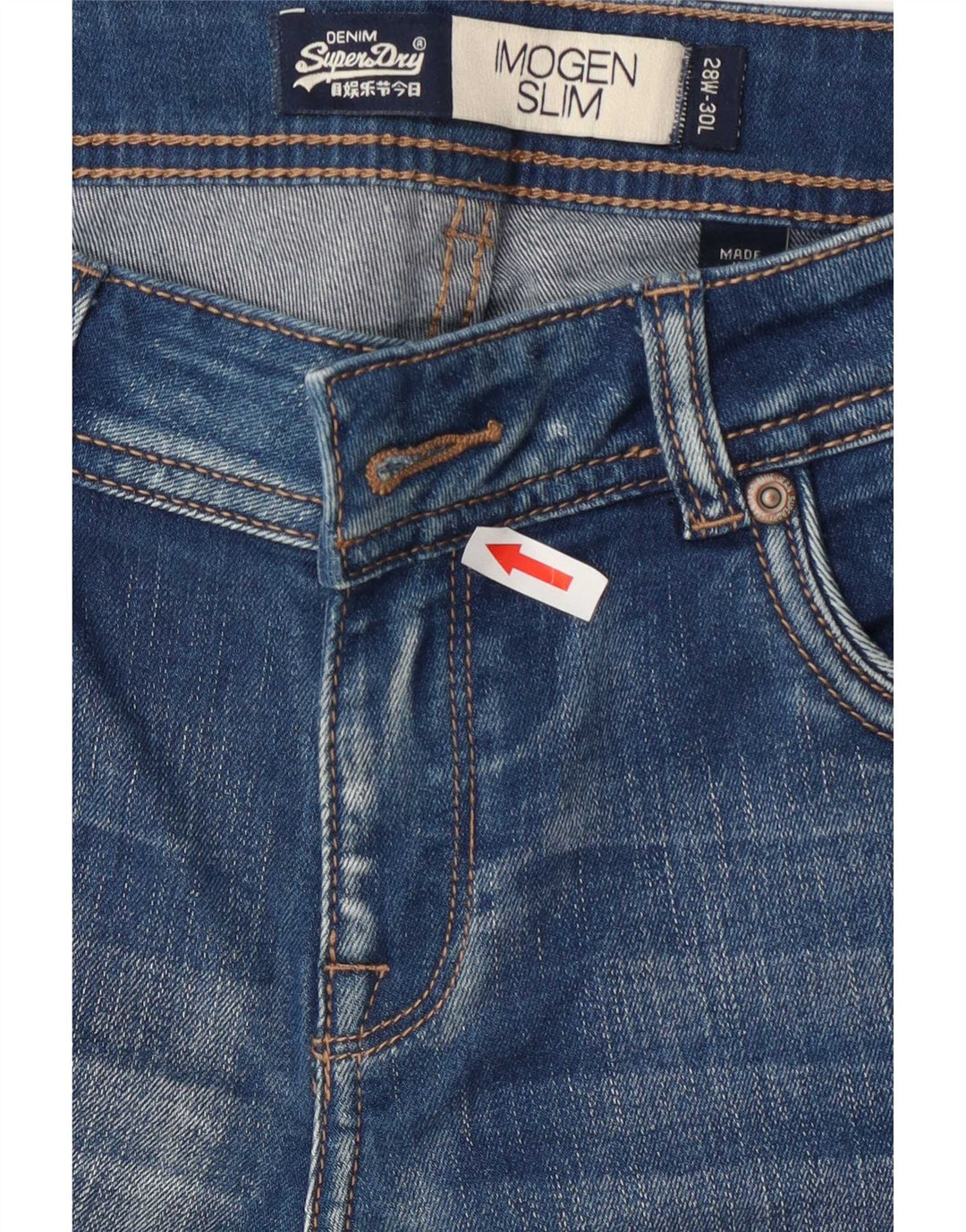 Damskie jeansy Superdry Imogen Distressed W28 L30 Niebieskie, bawełniane