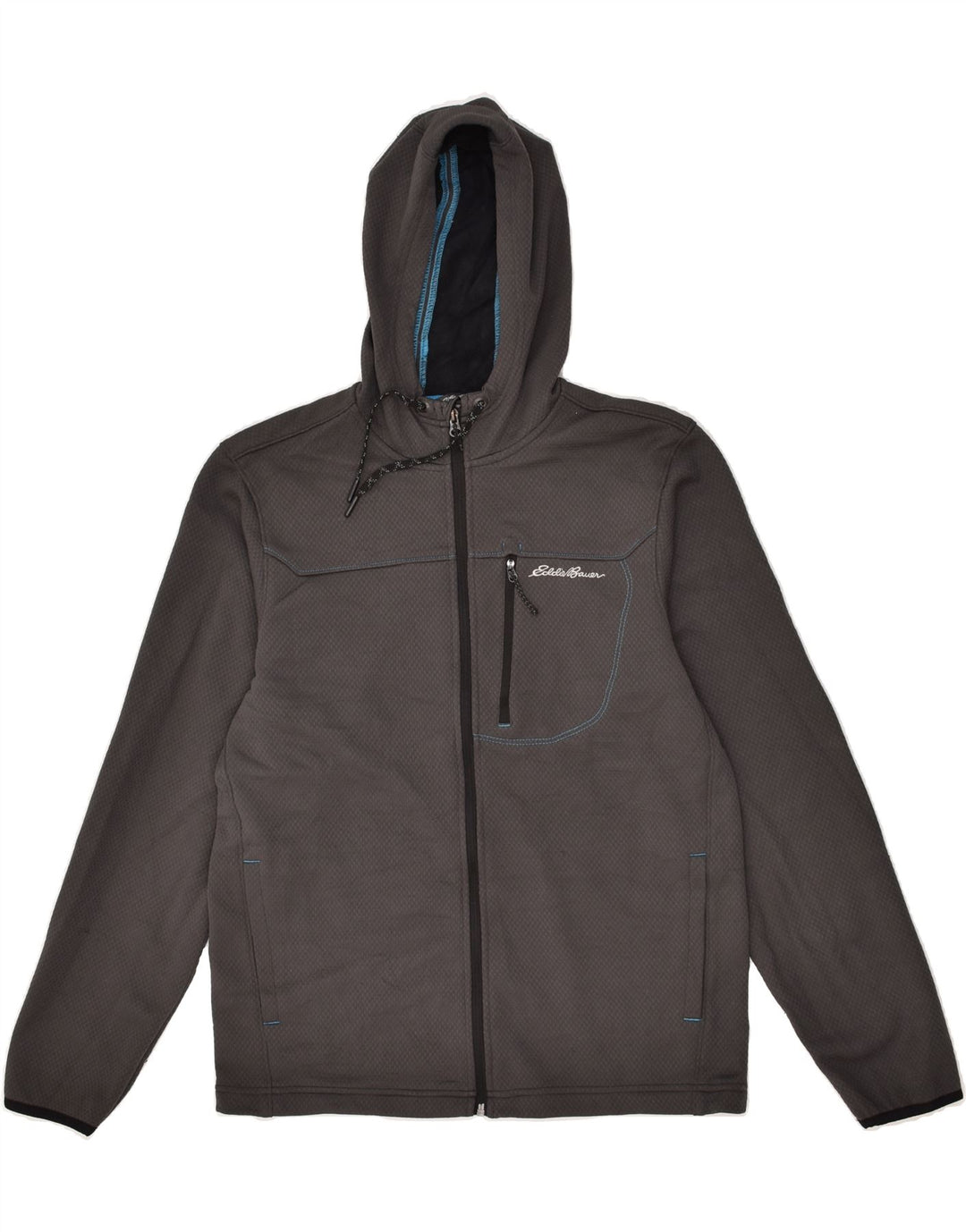 EDDIE BAUER Mens Zip Hoodie Sweater Small Grey Polyester | Vintage Eddie Bauer | Thrift | Second-Hand Eddie Bauer | Used Clothing | Messina Hembry 