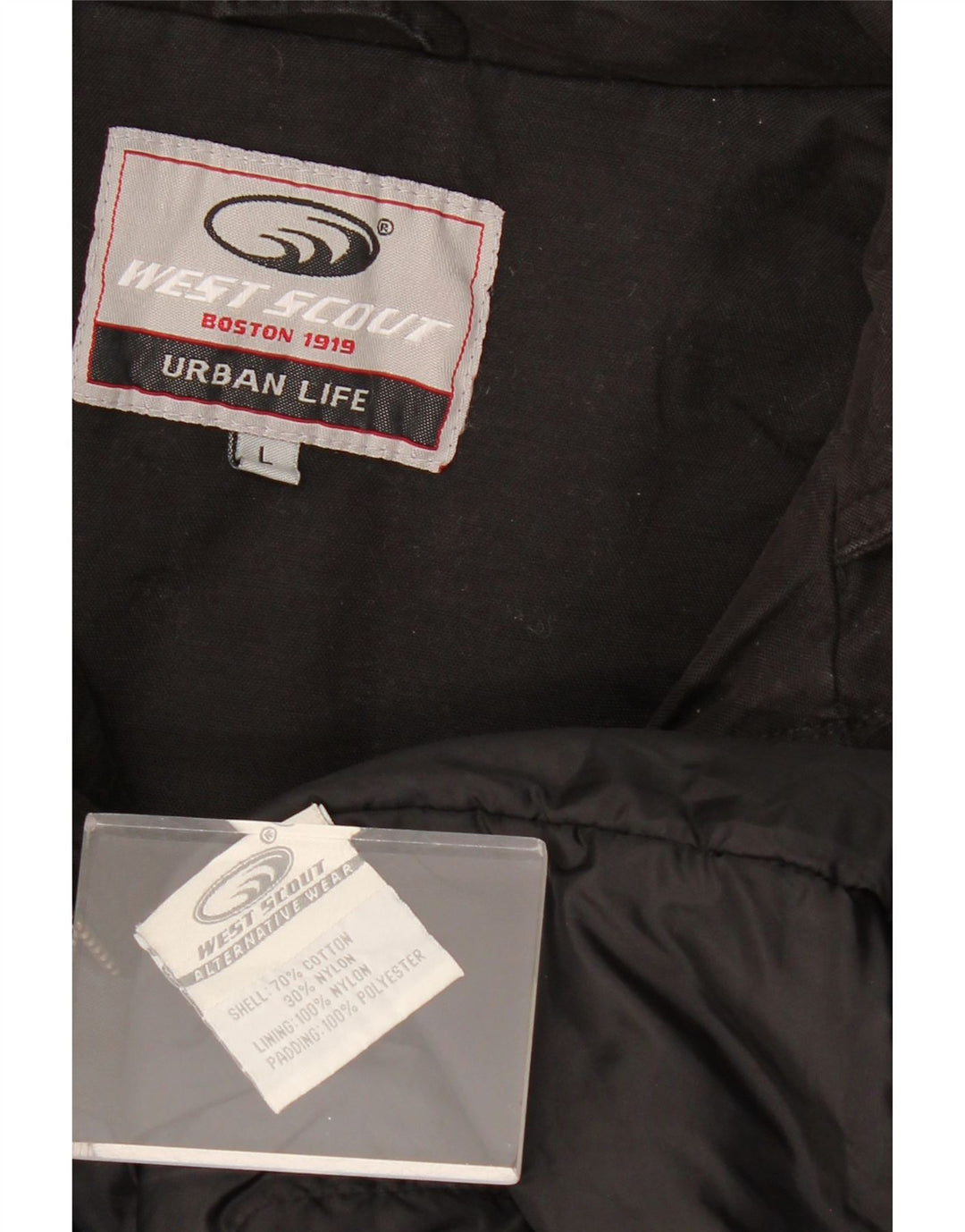 Męska kurtka wiatrówka WEST SCOUT UK 40, duża, czarna, bawełniana