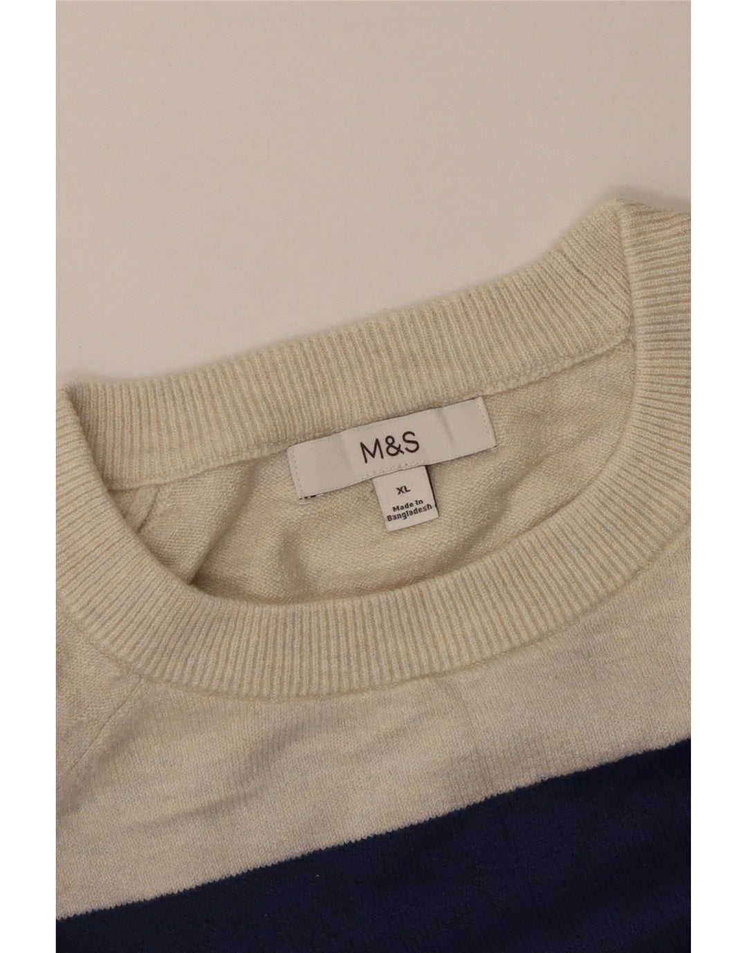 MARKS & SPENCER Damski sweter z okrągłym dekoltem, UK 18 XL, granatowy w paski
