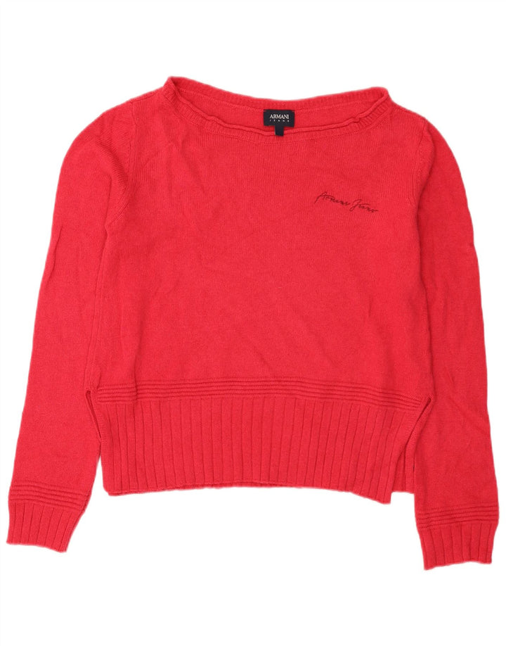 Damski sweter z krótkim rękawem Armani Jeans, z dekoltem w łódkę, UK 14, średni róż