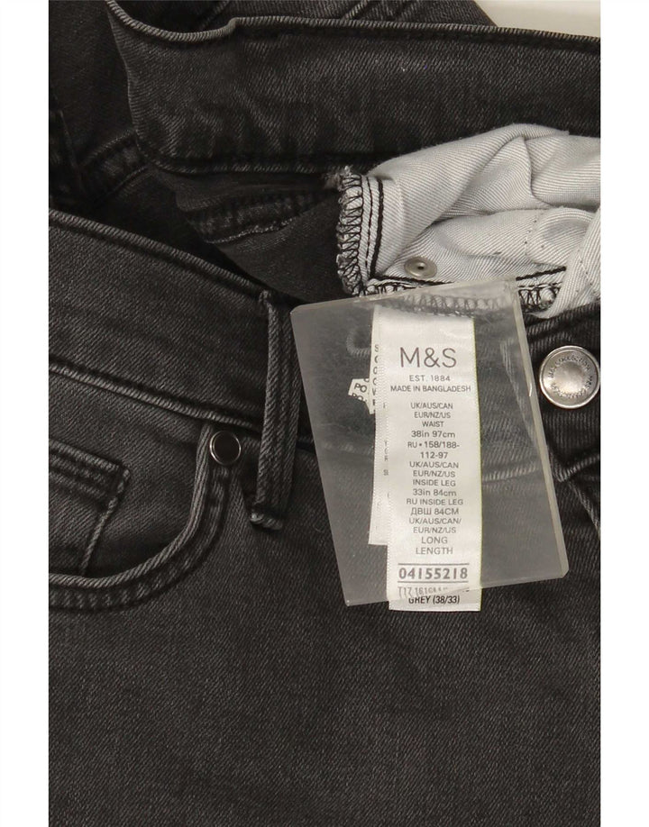 Marks & Spencer Męskie proste dżinsy W38 L33 Szara bawełna