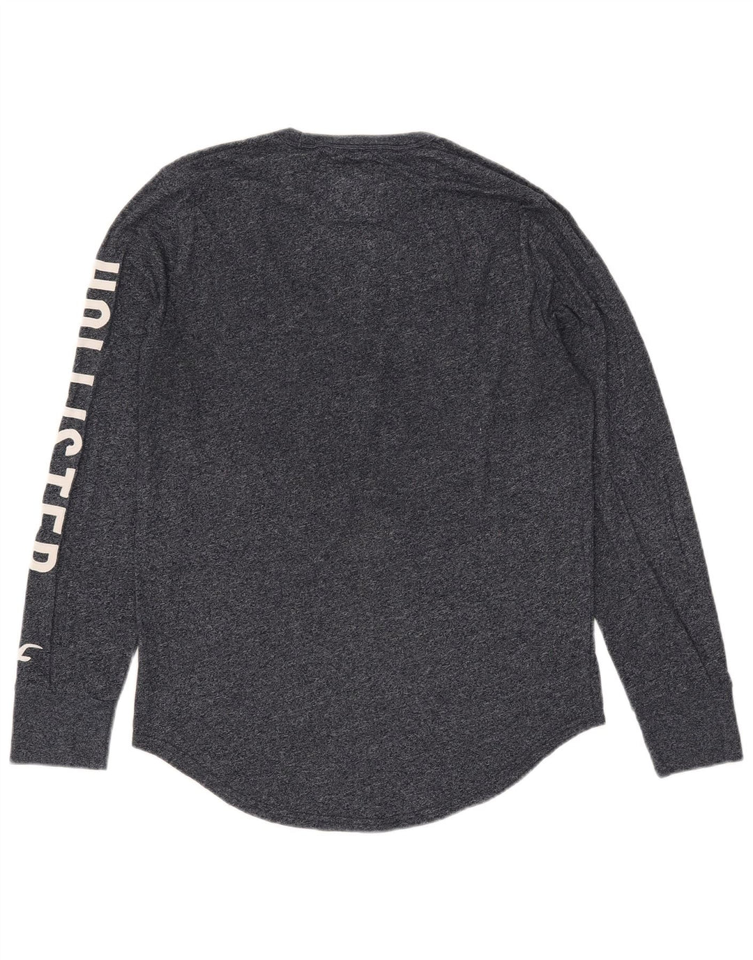 Męski top z grafiką Hollister z długim rękawem, średni, granatowy, bawełniany w cętki