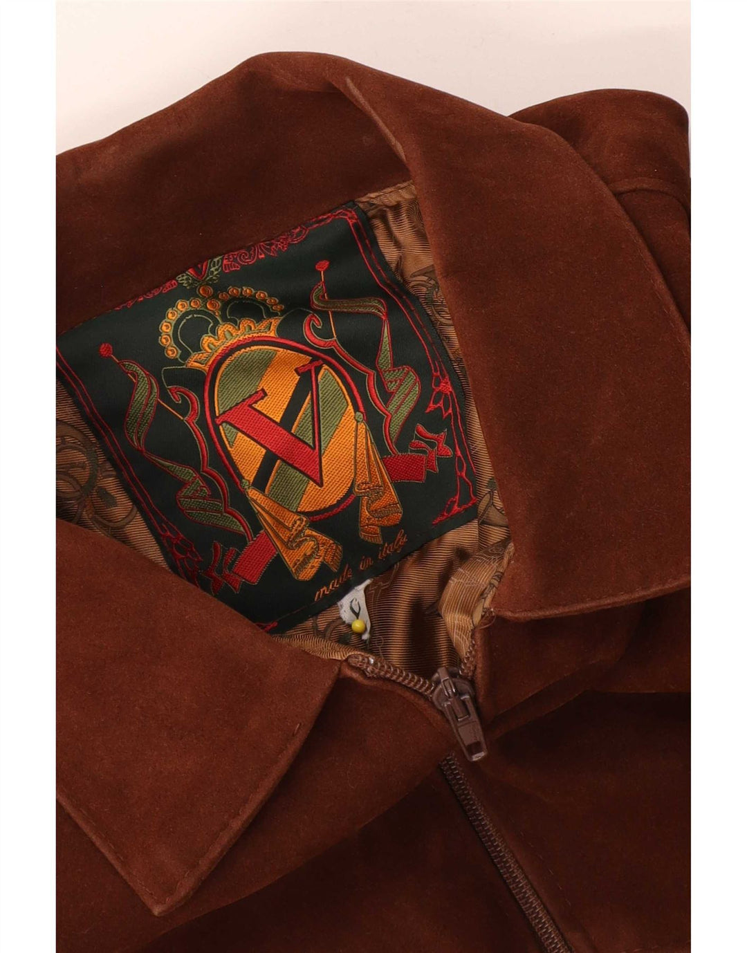 Vintage męska zamszowa kurtka bomber UK 40, duża brązowa