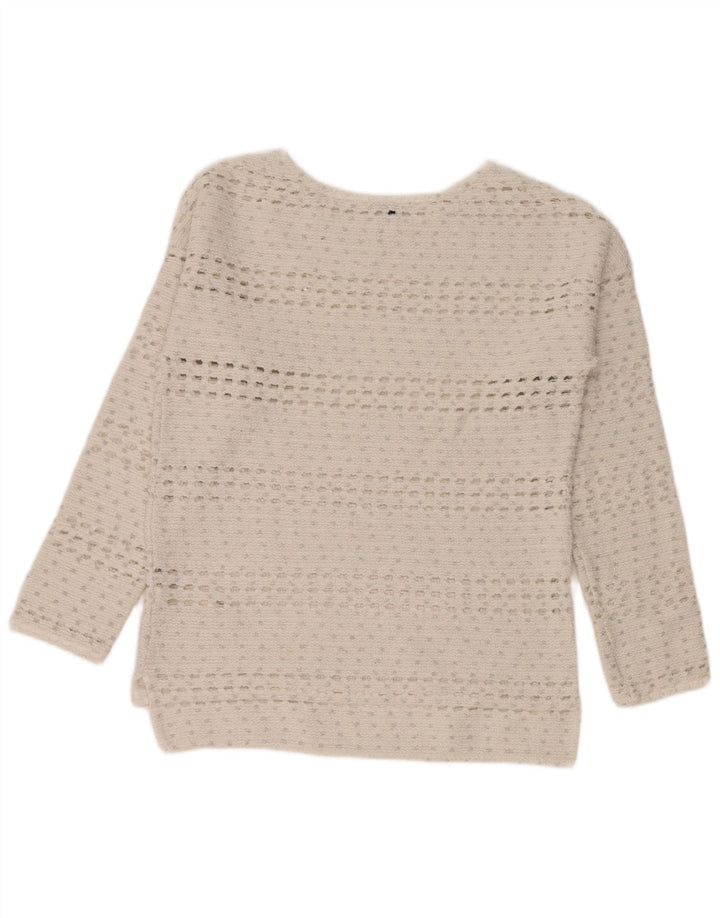Sweter damski Massimo Dutti, szydełkowany, z dekoltem w łódkę, UK 14, średni biały