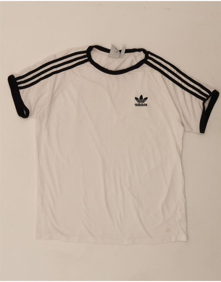 ADIDAS Mens T-Shirt Top XL White Cotton Vintage Adidas and Second-Hand Adidas from Messina Hembry 