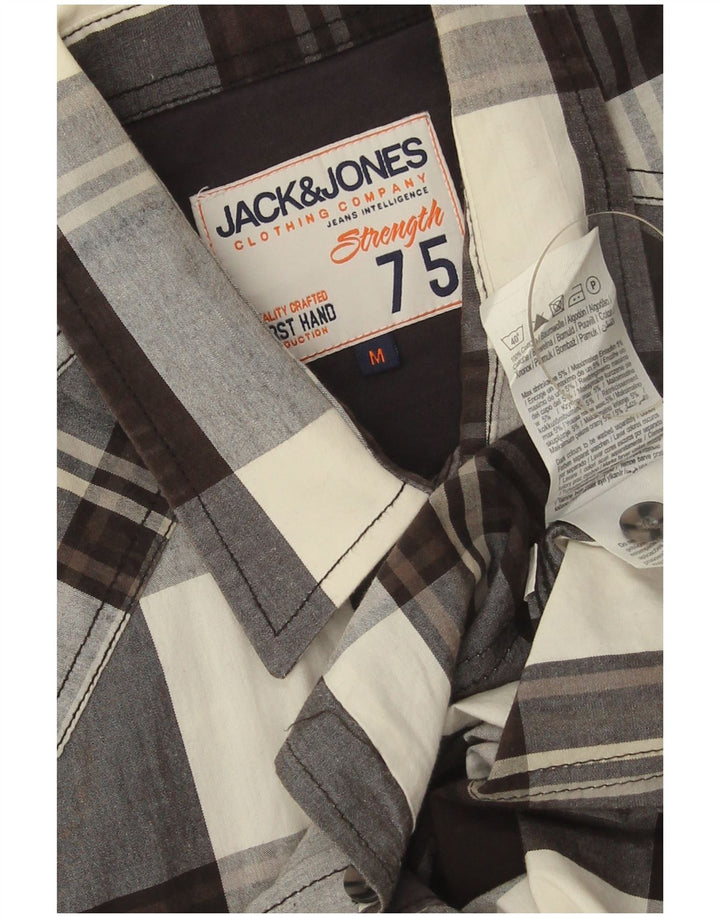 Koszula męska z krótkim rękawem Jack & Jones, bawełniana w średnią czarną kratkę
