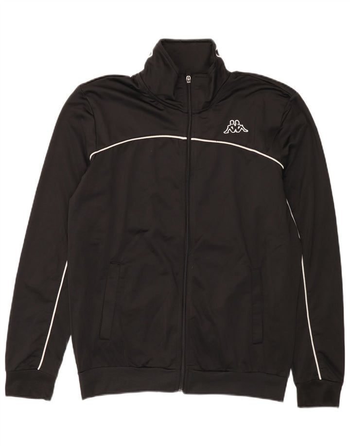 Męska kurtka dresowa KAPPA z grafiką, duża, czarna, poliester