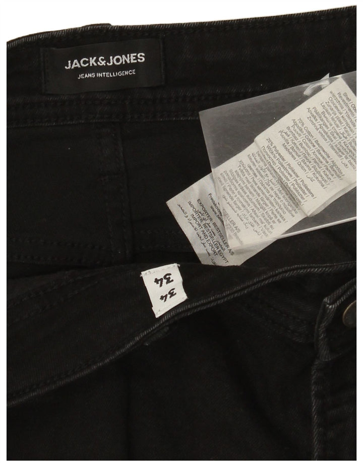 Męskie proste dżinsy Jack & Jones W34 L34 Czarne bawełniane