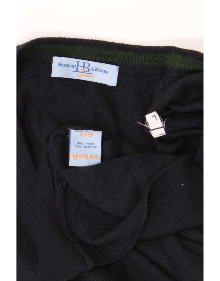 Harmont & Blaine Męski sweter rozpinany, duży, granatowy, wełniany