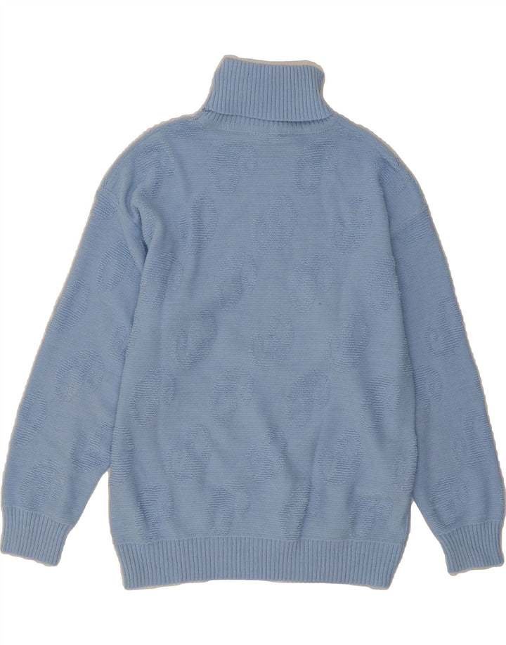 VINTAGE Womens Roll Neck Jumper Sweater IT 46 Large Blue Paisley Vintage Vintage and Second-Hand Vintage from Messina Hembry 