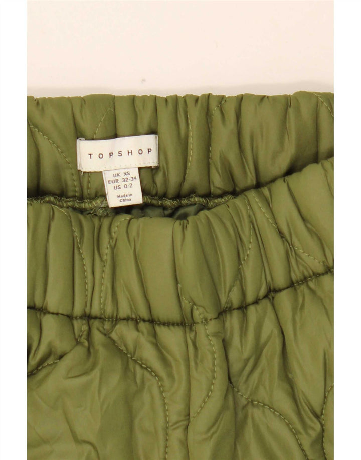 Damskie pikowane spodnie Topshop XS W25 L30 Zielony poliester