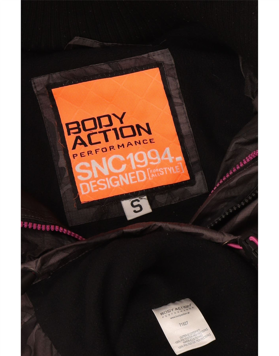 Damska kurtka wiatrówka z kapturem w stylu vintage UK 10, mały szary kamuflaż