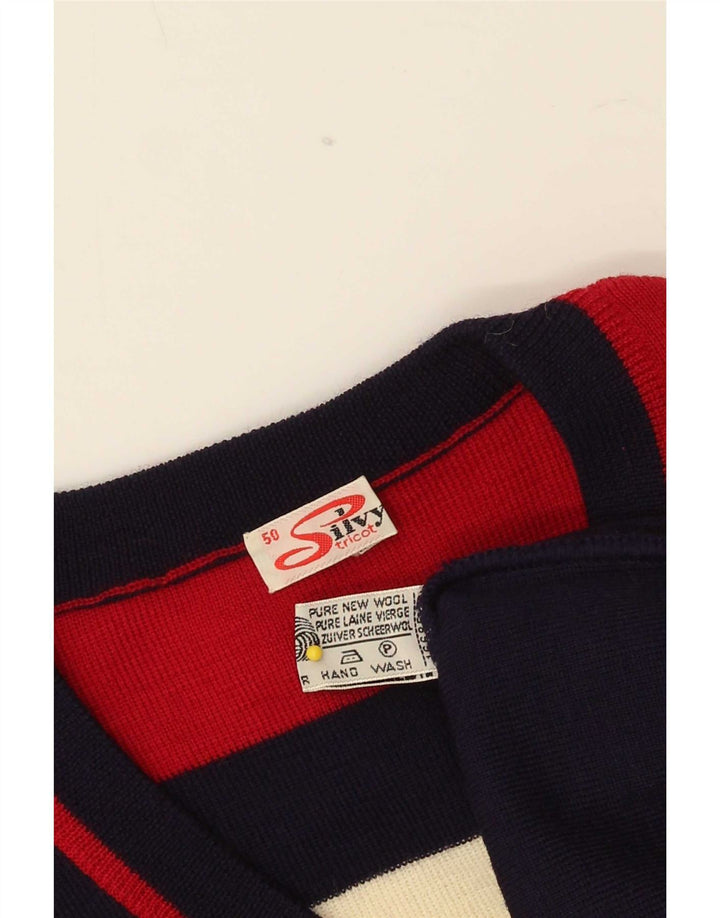 Sweter męski Silvy z dekoltem w szpic IT 50, średni granatowy, blok kolorów