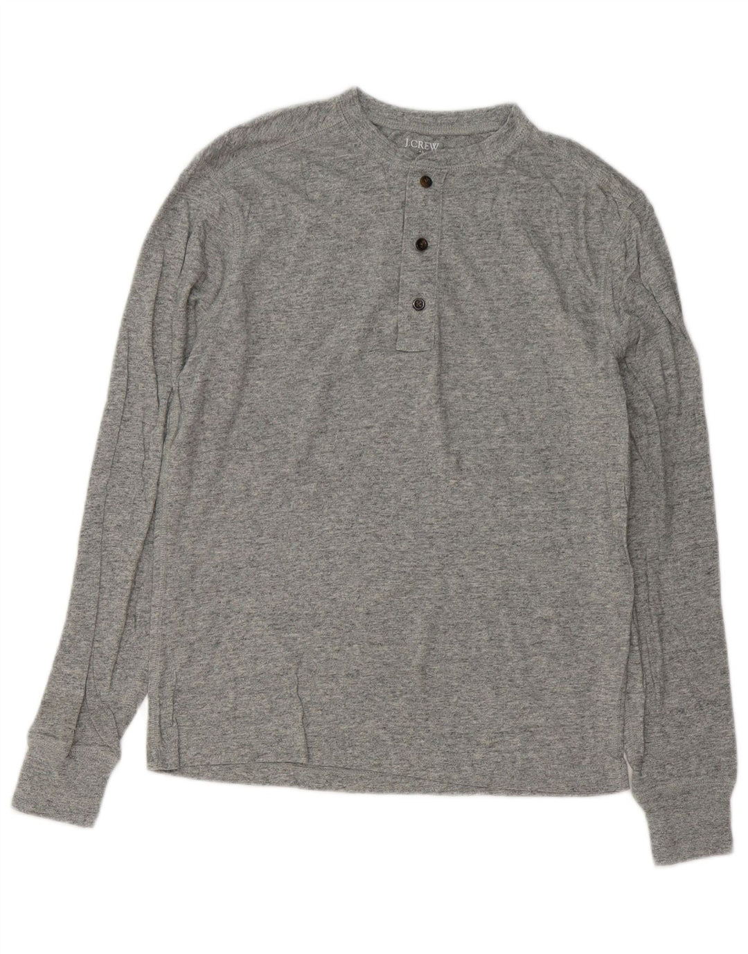 J. CREW Męski top z długim rękawem, mały, szary, nakrapiany, bawełniany