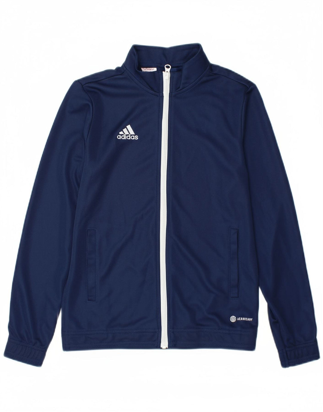 ADIDAS Boys Aeroready Tracksuit Top Jacket 11-12 Years Navy Blue Polyester