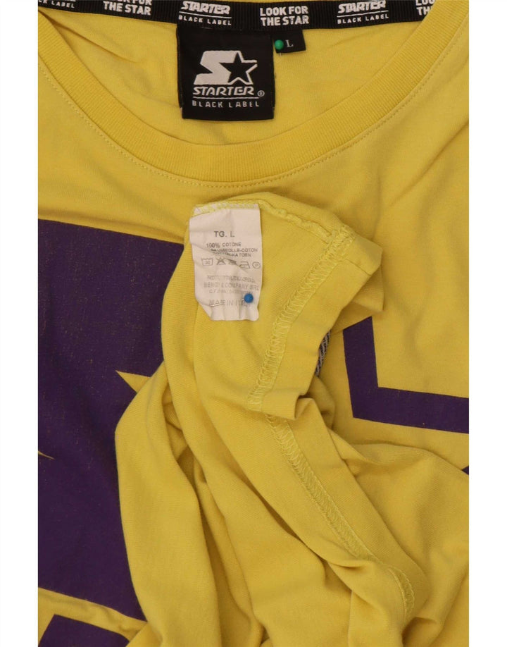 Starter Męski T-shirt z grafiką, duży, żółty, bawełniany