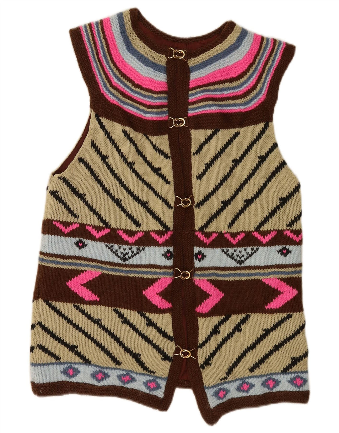 Sweter damski w stylu vintage, UK 14, średni, wielokolorowy, geometryczny