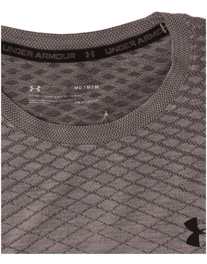 Męski top Under Armour Heat Gear z długim rękawem, średnioszary, geometryczny