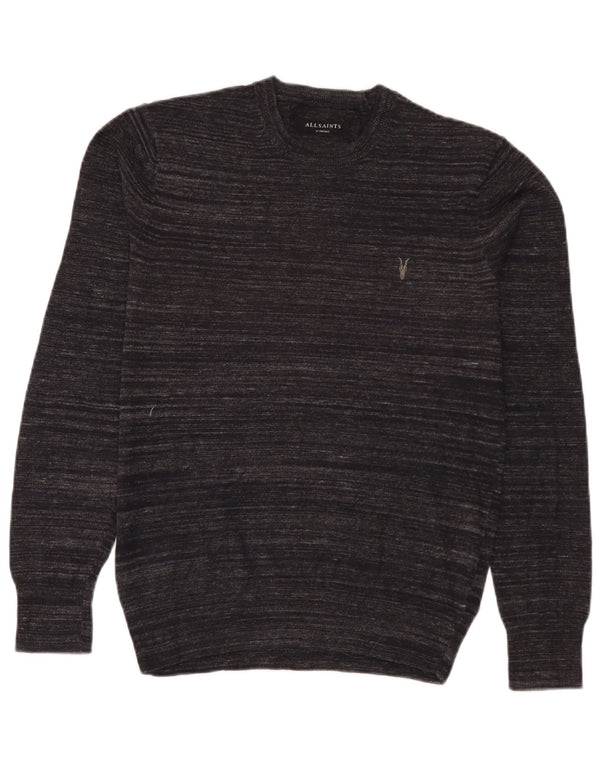 Męski sweter z okrągłym dekoltem All Saints XS, szara, bawełniana w plamki
