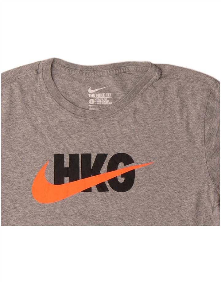 Damski T-shirt NIKE o sportowym kroju z grafiką Top UK 14, duży, szary, bawełniany