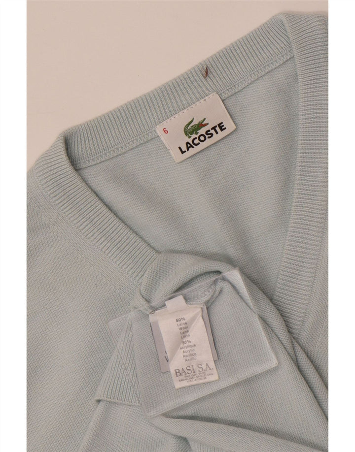 Lacoste Męski sweter z dekoltem w kształcie litery V, rozmiar 6 XL, niebieska wełna