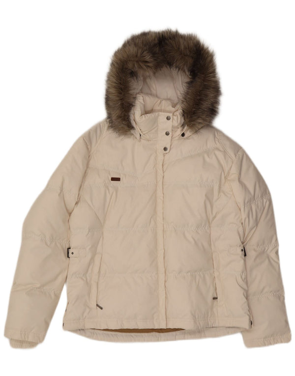 Damska ocieplana kurtka z kapturem COLUMBIA UK 18 XL, biały poliester