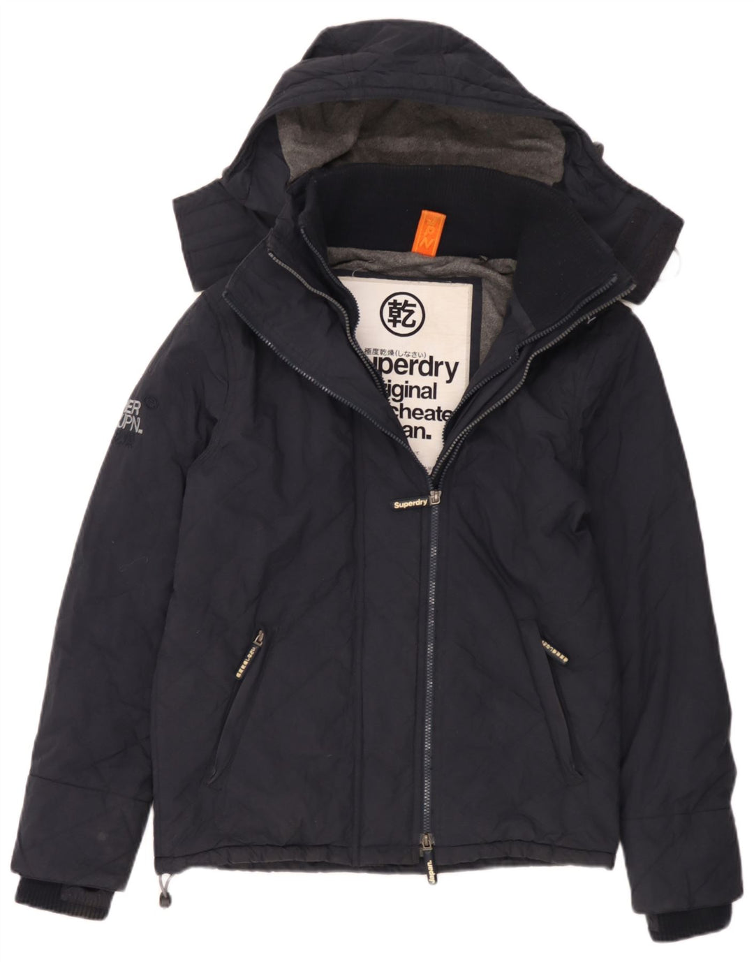 Męska kurtka wiatrówka z kapturem Superdry UK 36, mała, granatowa, nylonowa