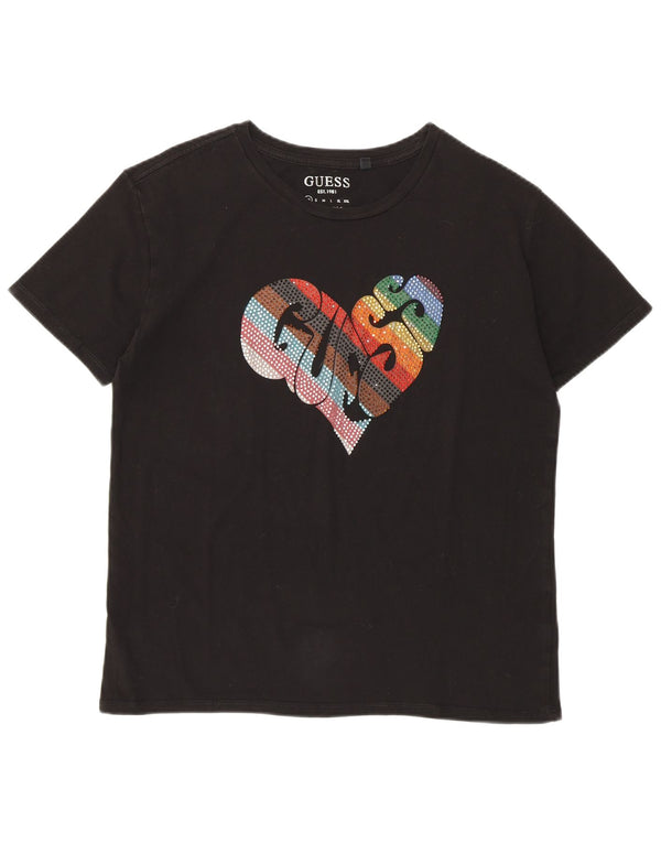 Damska koszulka oversize z grafiką Guess Top UK 6 XS w kolorze czarnym