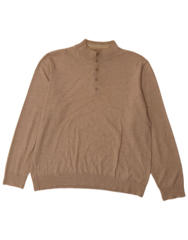 Męski sweter Marks & Spencer w kolorze niebieskim i zapinanym na guziki, XL, beżowy