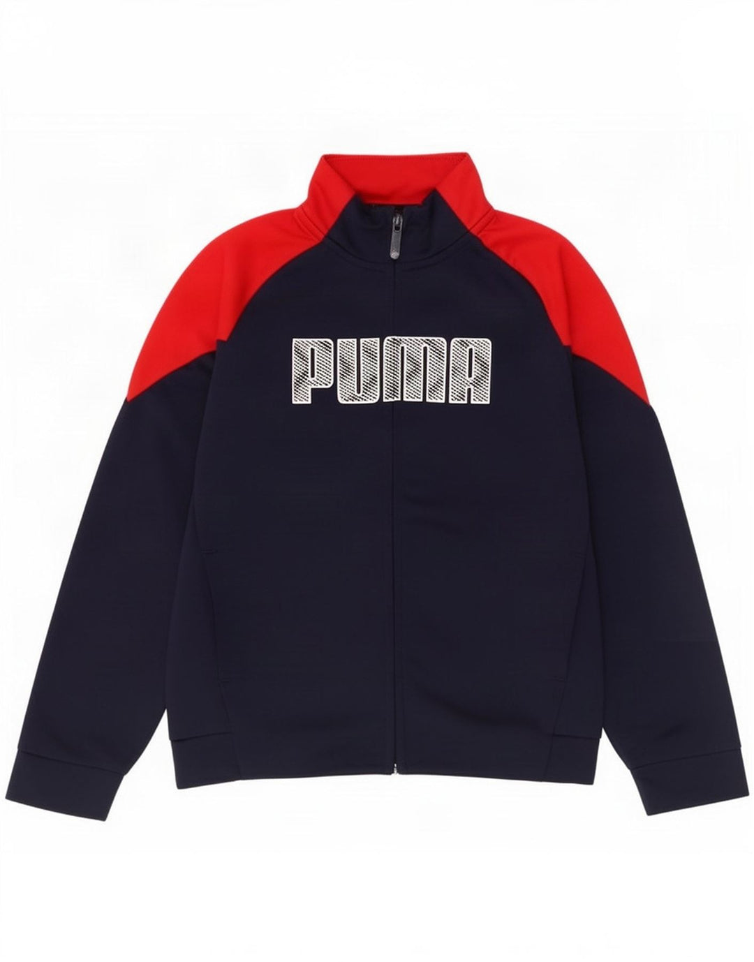 Chłopięca kurtka dresowa Puma Graphic 9-10 lat, granatowa, z blokami kolorów