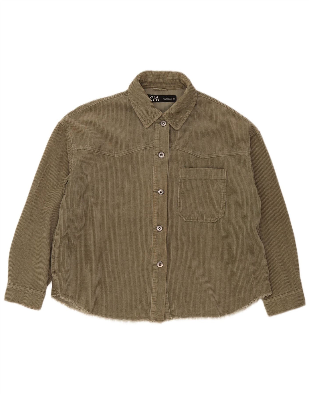 Damska, oversize'owa koszula sztruksowa Zara UK 14, średnia bawełna khaki