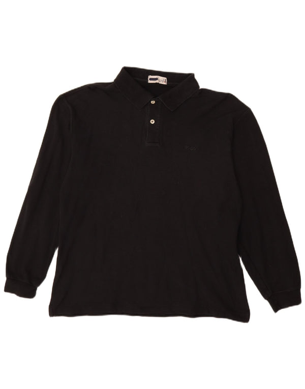 Fila Mens Long Sleeve Polo Shirt IT 50 Medium Black Cotton