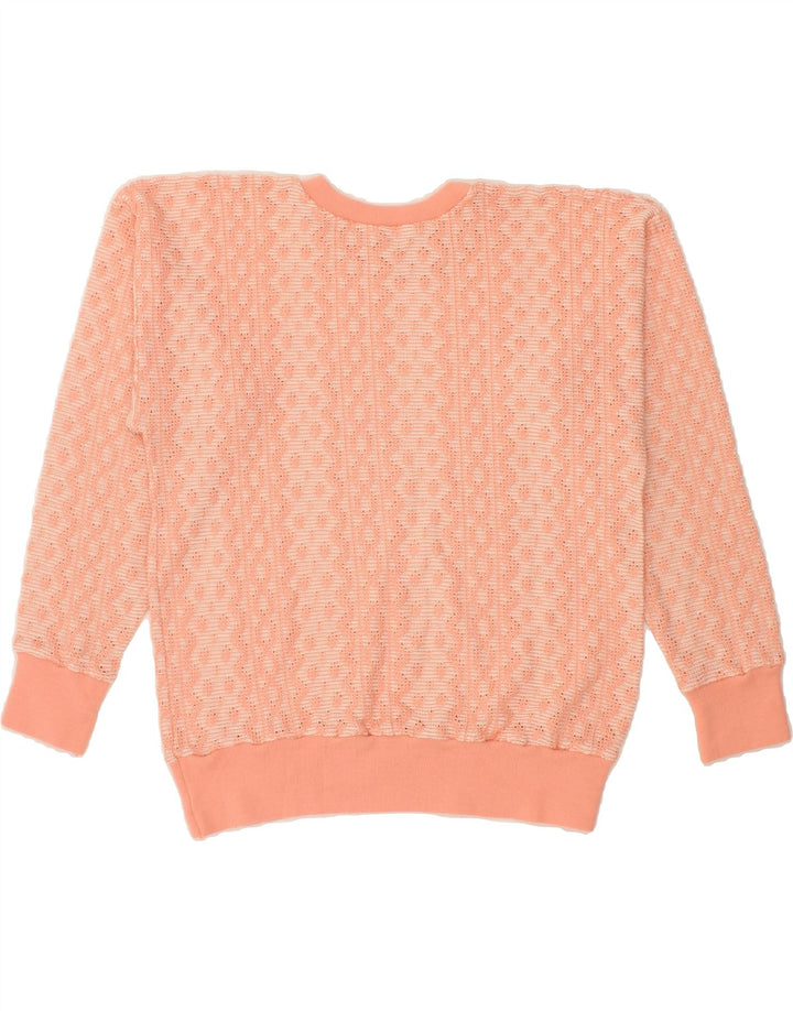 VINTAGE Womens Crew Neck Jumper Sweater UK 14 Medium Pink Chevron Vintage Vintage and Second-Hand Vintage from Messina Hembry 