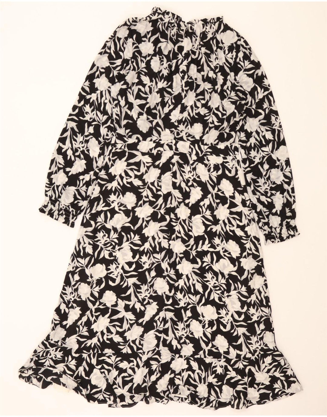 J. CREW Womens Long Sleeve Maxi Dress US 4 Small Black Floral Polyester Vintage J. Crew and Second-Hand J. Crew from Messina Hembry 