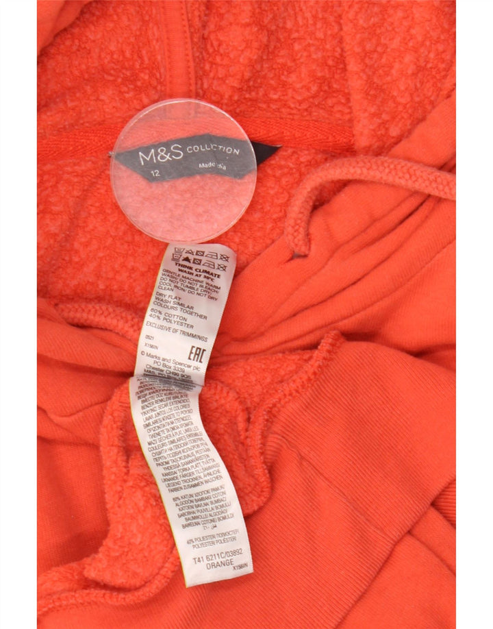 Marks & Spencer Damski sweter oversize z kapturem, UK 12, średni pomarańczowy, bawełniany