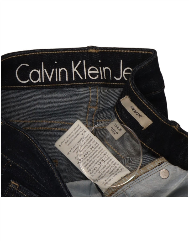 Damskie jeansy Calvin Klein Straight W25 L30 Granatowe, bawełniane