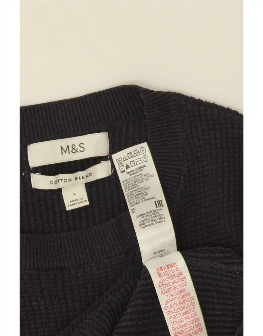 Marks & Spencer Męski sweter z okrągłym dekoltem, duży, granatowy, poliester
