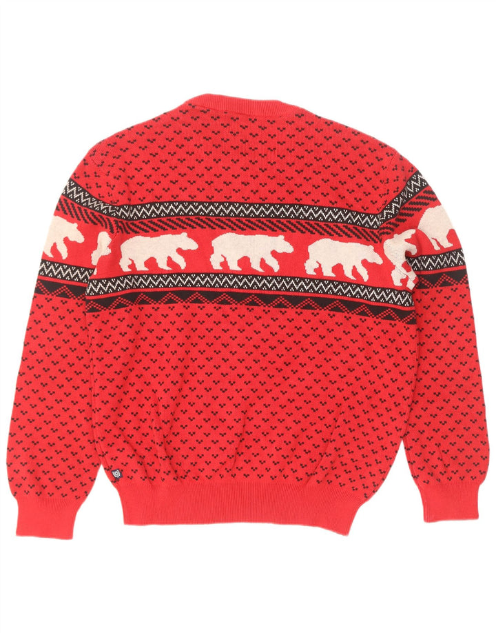 Męski sweter z okrągłym dekoltem Chaps, średni czerwony Fair Isle