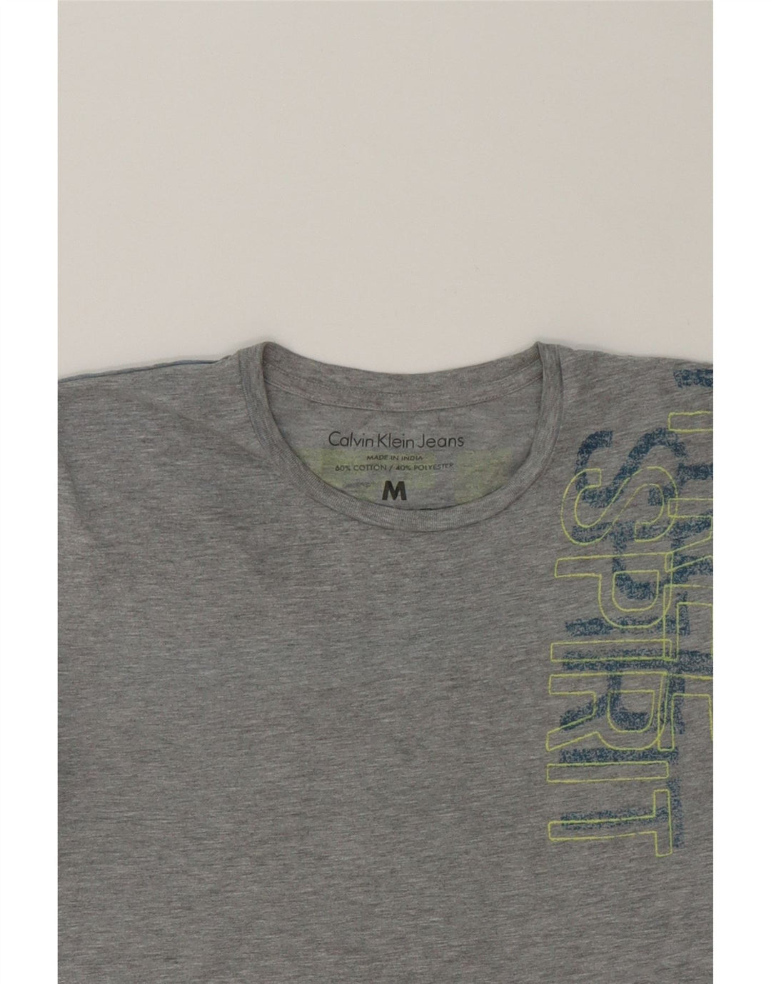 CALVIN KLEIN JEANS Mens Graphic T-Shirt Top Medium Grey Cotton Vintage Calvin Klein Jeans and Second-Hand Calvin Klein Jeans from Messina Hembry 
